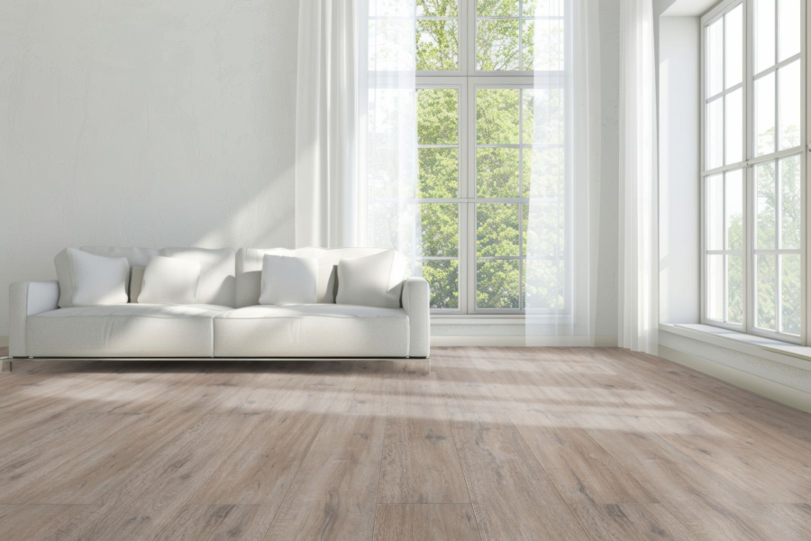 Komplett-Set FLOOR24 Laminat Landhausdiele 4V 731-4 Eiche grau braun 7 mm