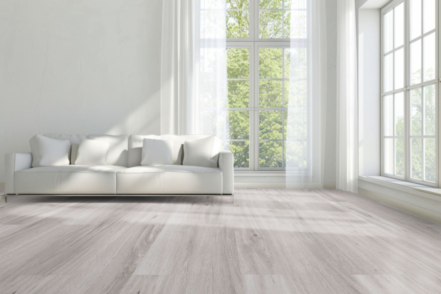 Komplett-Set FLOOR24 Laminat Landhausdiele 4V 731-4 Eiche gebürstet grau 7 mm