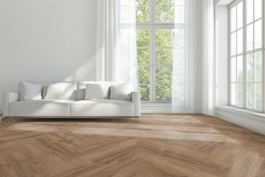 Komplett-Set FLOOR24 Laminat Eiche Fischgrät Vouvray 643x131x8 mm