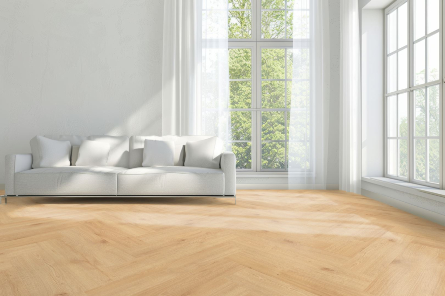 Komplett-Set FLOOR24 Laminat Eiche Fischgrät Chambord 643x131x8 mm