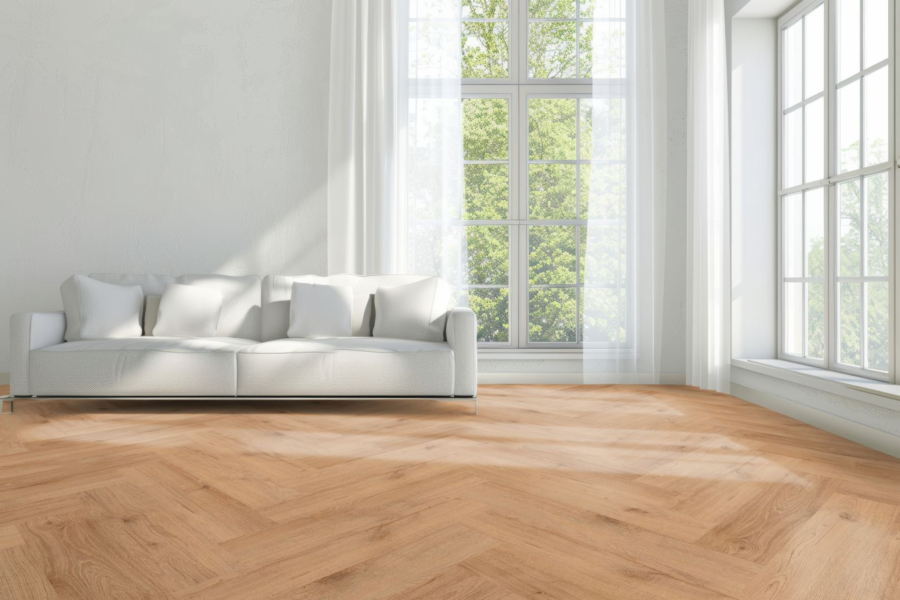 Komplett-Set FLOOR24 Laminat Eiche Fischgrät Amboise 643x131x8 mm