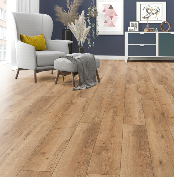 Komplett-Set FLOOR24 Laminat Landhausdiele Oak Natural 8 mm