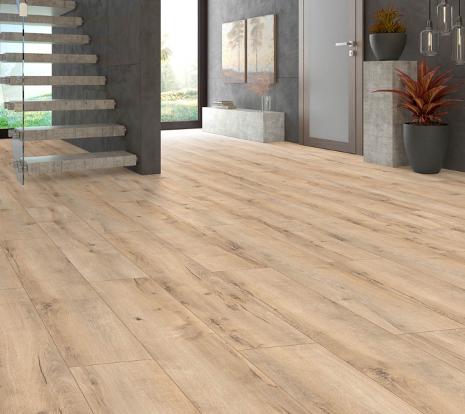 Komplett-Set FLOOR24 Laminat Landhausdiele XL Rustic Oak 8 mm