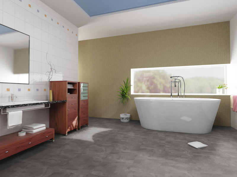 Komplett-Set Klick-Vinyl Concrete grey Fliese 5,5/0,5mm
