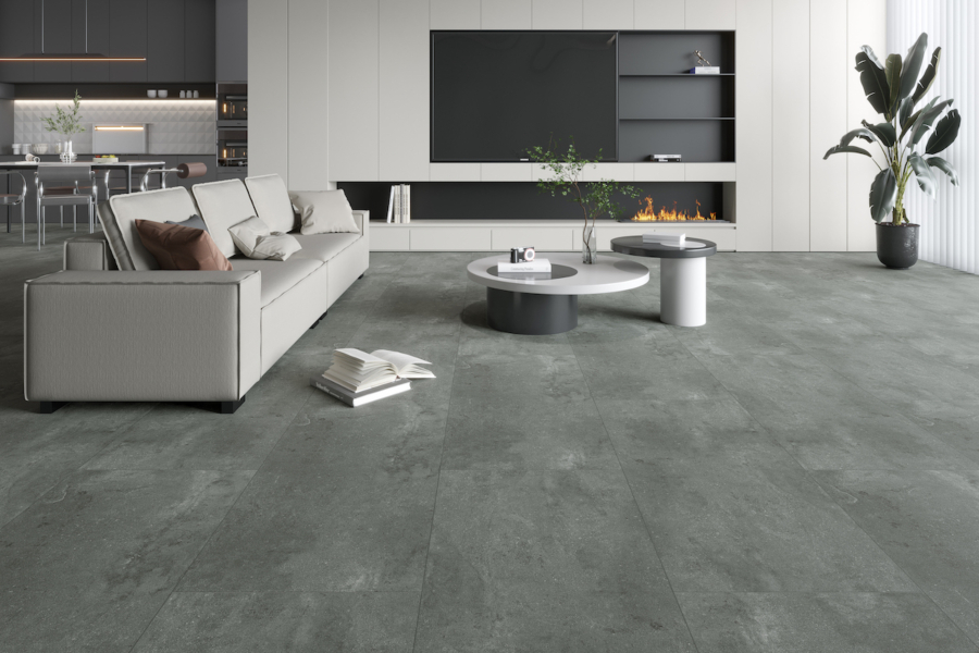 Komplett-Set Klick-Vinyl Fliese XL Grey Concrete 6,5/0,55mm + 1mm TS