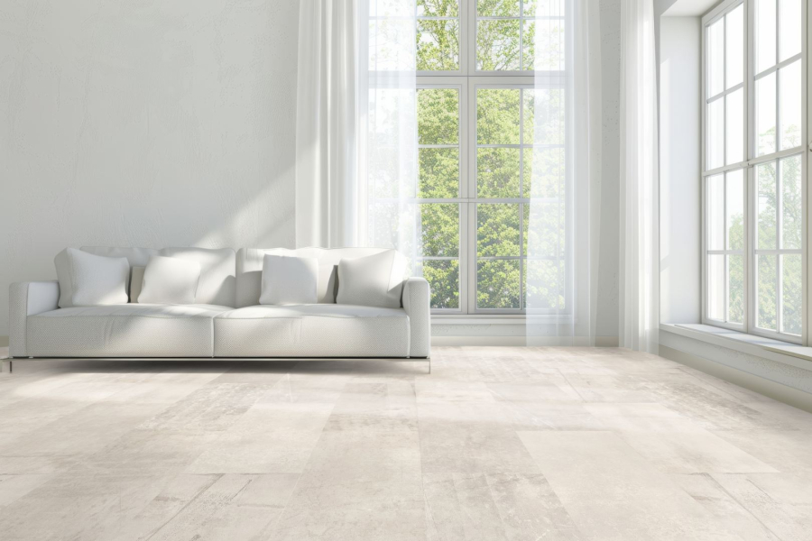 Komplett-Set VisioGrande Fliese Fliessestrich Altweiss wasserresistent 8 mm