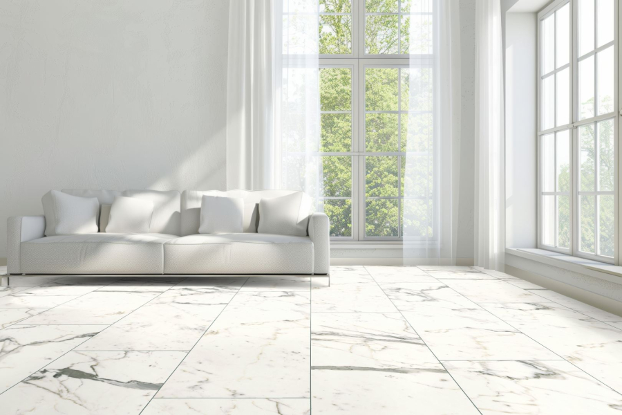Ceramin Tiles 4/12 Carrara Vained White PVC-frei 3 mm