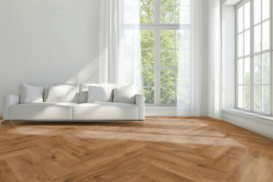 Komplett-Set FLOOR24 Laminat Eiche Fischgrät Chinon 643x131x8 mm