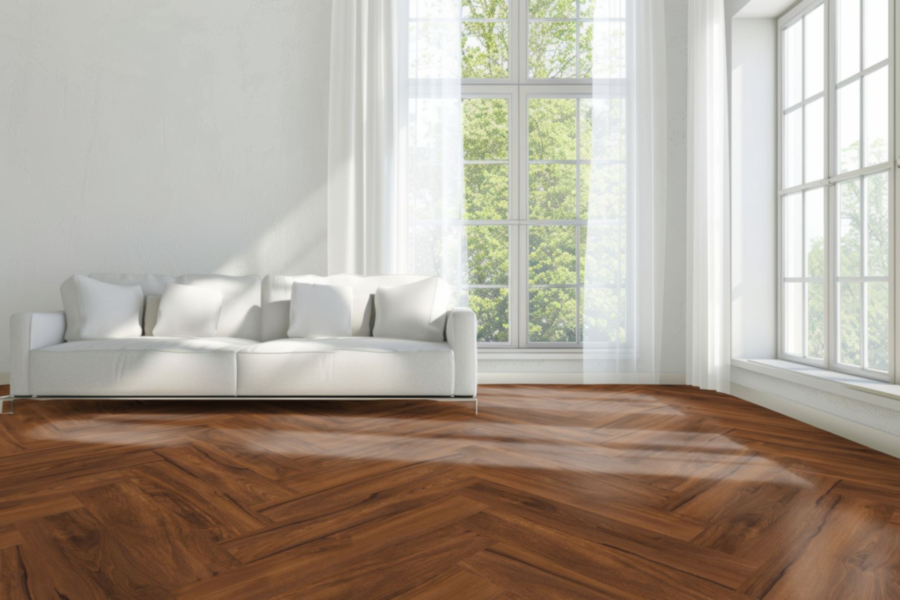 Komplett-Set FLOOR24 Laminat Nussbaum Fischgrät Mettray 643x131x8 mm