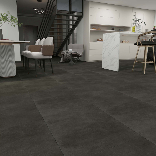Komplett-Set Klick-Vinyl Fliese Dark Concrete 6,5mm/0,55 wasserfest
