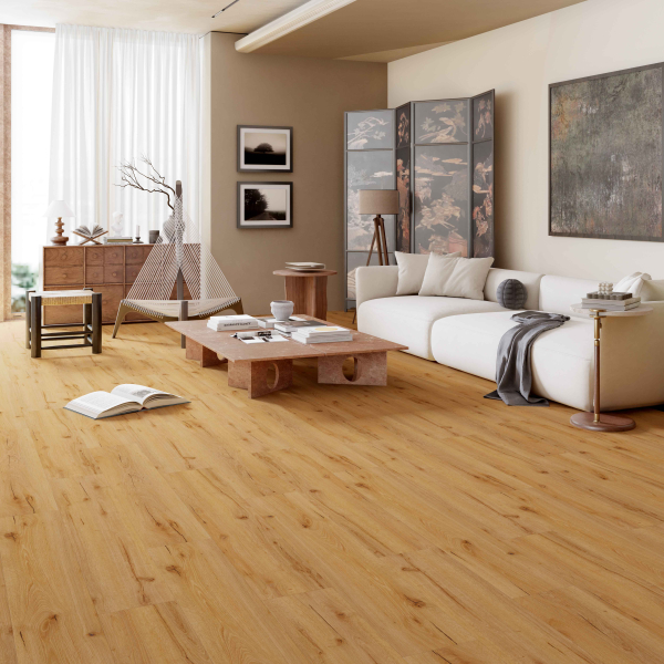 Klebe-Vinyl Landhausdiele Eiche Champagne 2mm/0,3 wasserfest