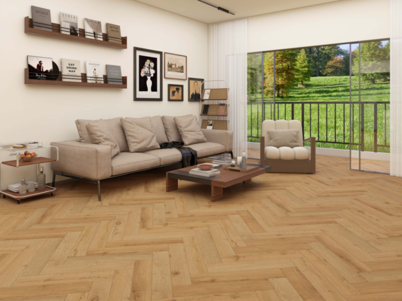 Komplett-Set Klick-Vinyl Fliese Herringbone Eiche Selfoss 5,5mm/0,3