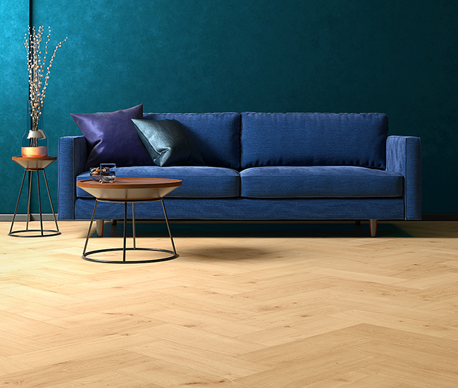 Komplett-Set FLOOR24 Laminat Eiche Fischgrät Chambord 643x131x8 mm