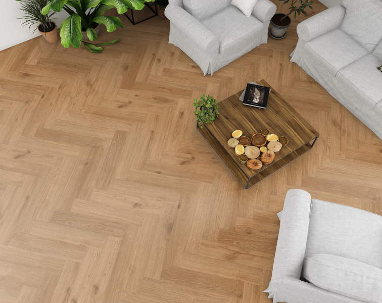 Komplett-Set FLOOR24 Laminat Eiche Fischgrät Rilly 643x131x8