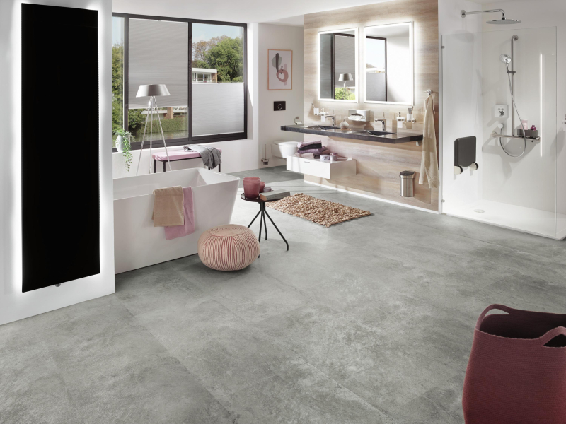 Klick-Vinyl Cement Dark grey Fliese 5,5/0,5mm