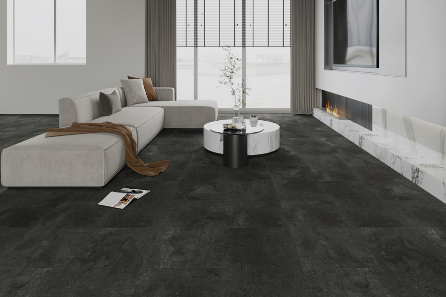 Klick Vinylboden Fliese Concrete Dark 4,0/0,3